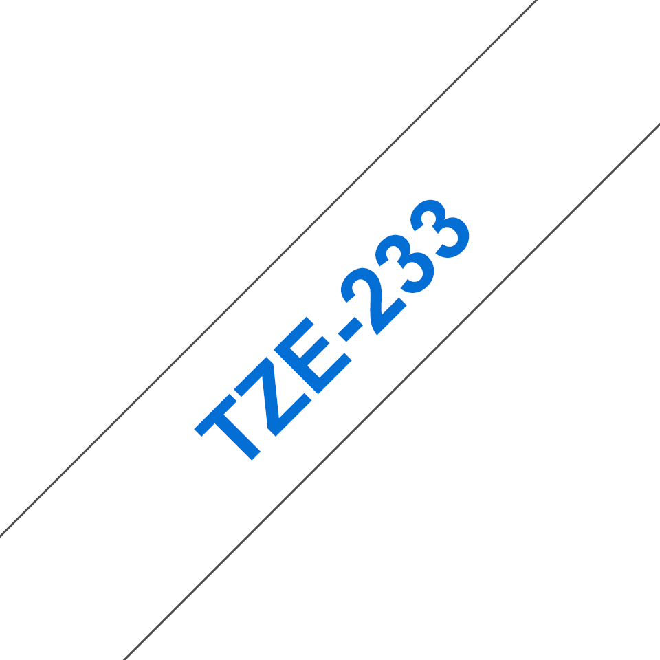 Cassette à ruban pour étiqueteuse TZe-233 Brother originale – Bleu sur blanc, 12 mm de large